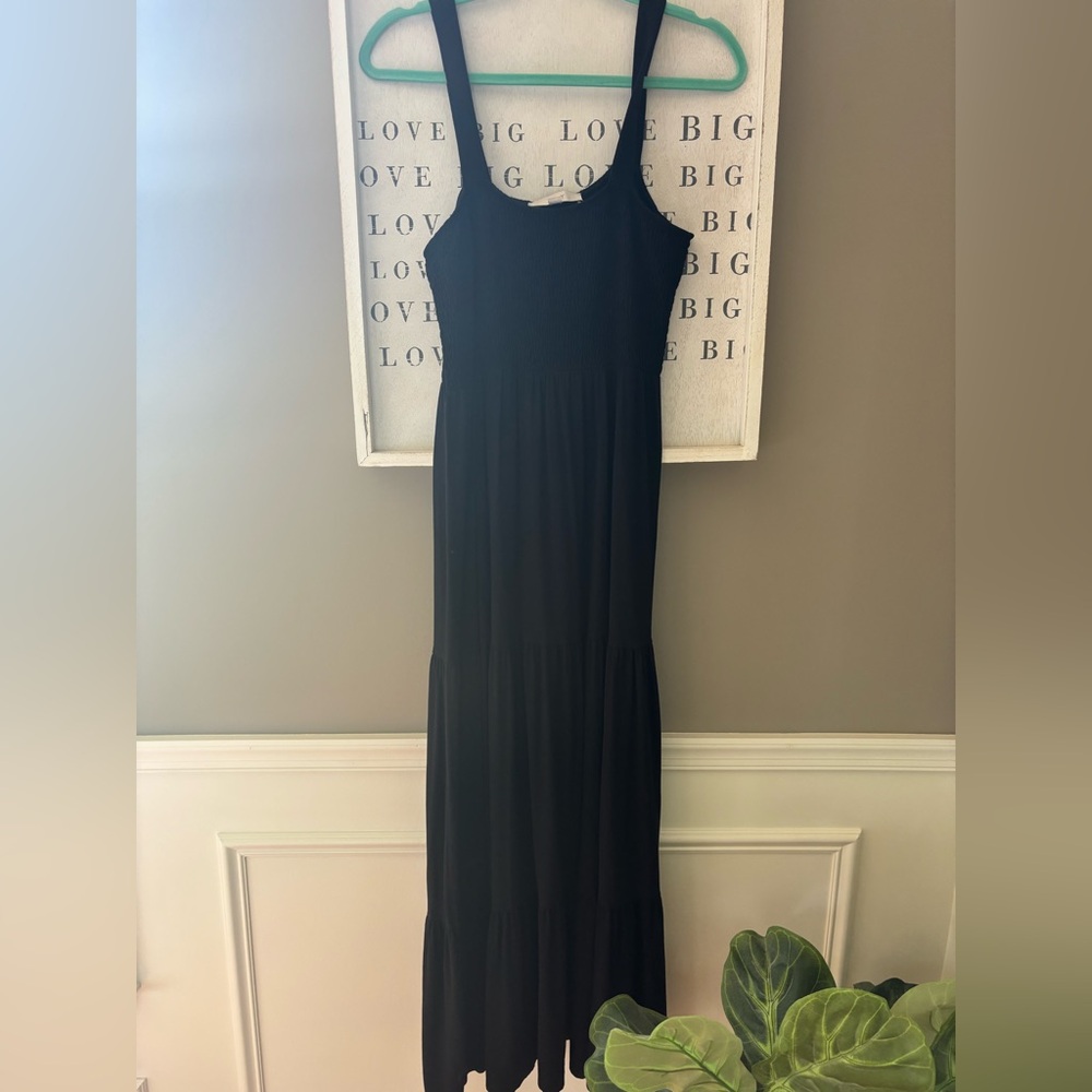 Loft Tiered Black Maxi Dress